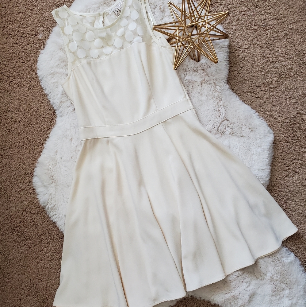 Ivory Fit&Flare Polka Dot Dress